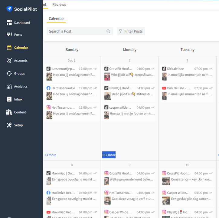 Content managen voor klanten (video's inplannen op social media kanalen)