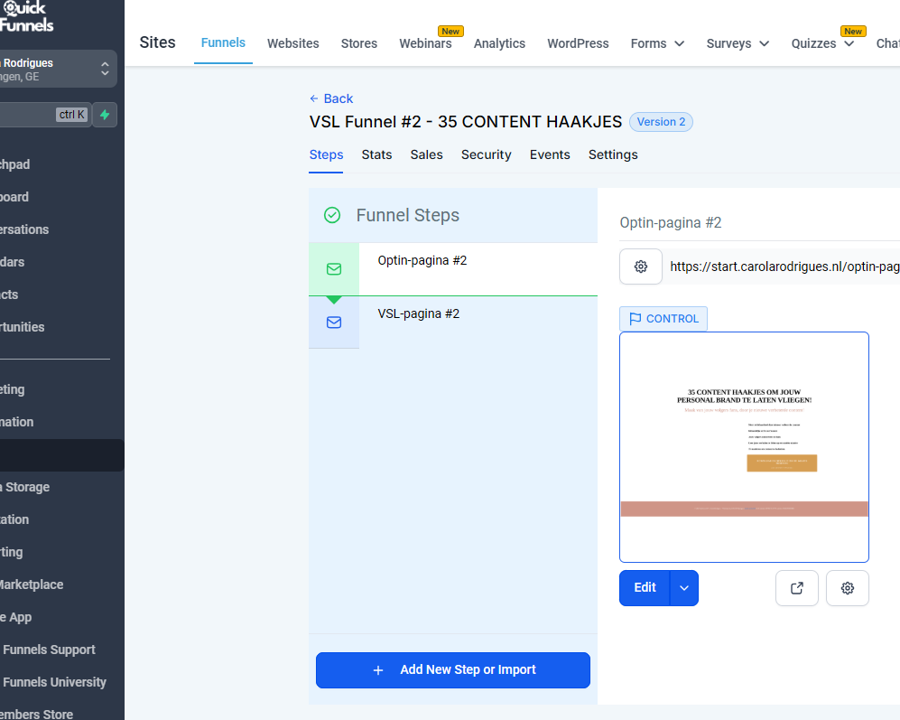 Via GoHighLevel landingspagina's maken voor klanten